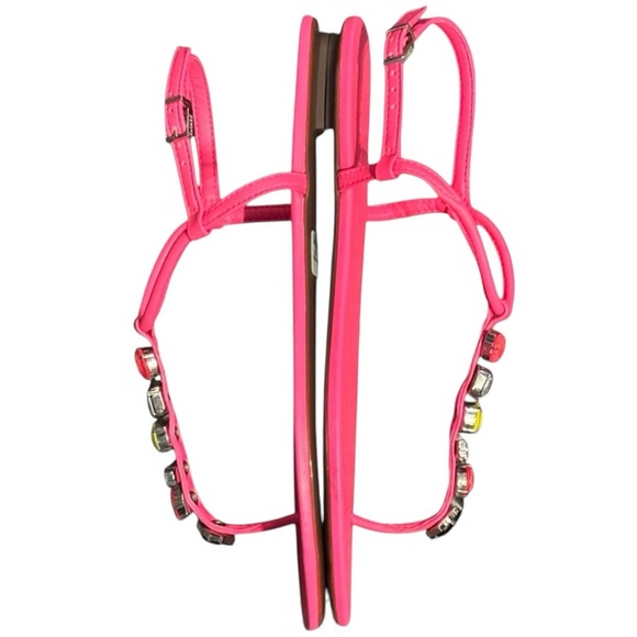 Schutz Eryl Neon Pink Embellished Thong Sandals Shoes 8.5 Resort Holiday Festive - Picture 5 of 10